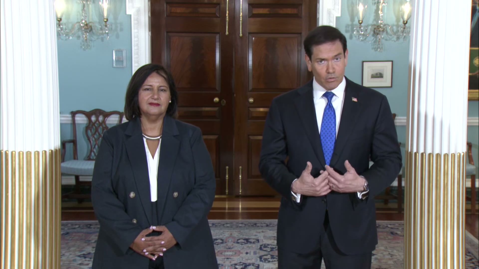 Marco Rubio se reúne con Dinorah Figuera y destaca los avances hacia la transición democrática en Venezuela